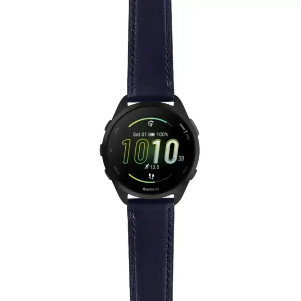 f165.g.sw.l2.5 Main Blue DASSARI Smooth Italian Leather Strap 20mm Quick Release Watch Band For Garmin Forerunner 165
