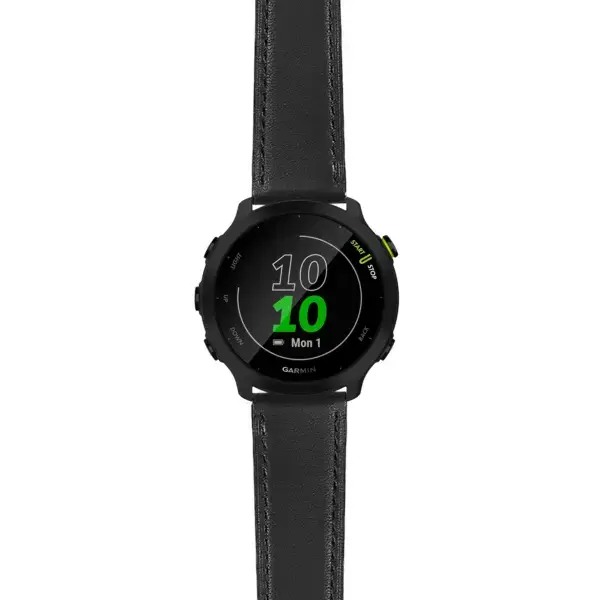 f55.g.sw.l2.1 Main Black DASSARI Smooth Italian Leather Strap 20mm Quick Release Watch Band For Garmin Forerunner 55
