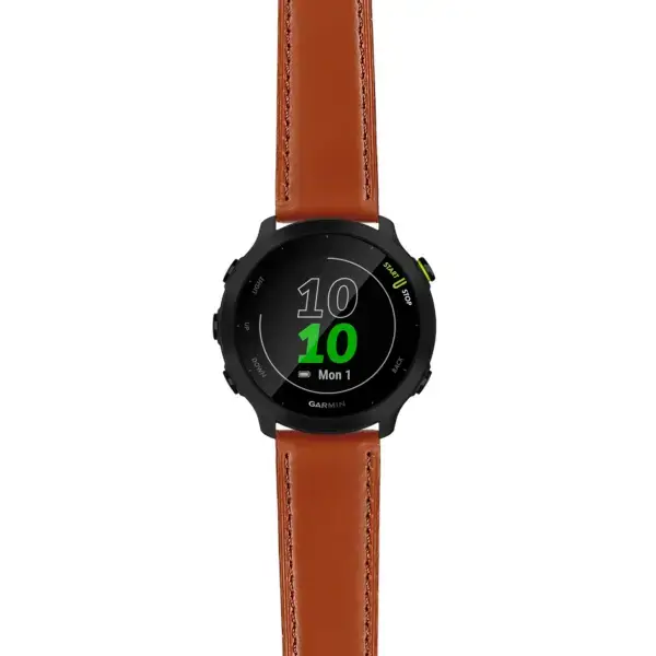 f55.g.sw.l2.2 Main Brown DASSARI Smooth Italian Leather Strap 20mm Quick Release Watch Band For Garmin Forerunner 55