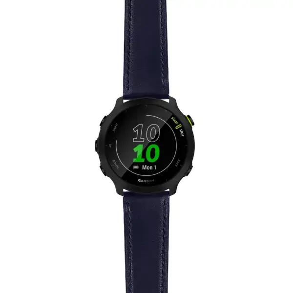 f55.g.sw.l2.5 Main Blue DASSARI Smooth Italian Leather Strap 20mm Quick Release Watch Band For Garmin Forerunner 55