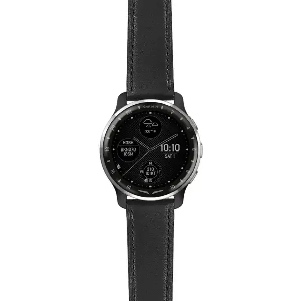 dax10.g.sw.l2.1 Main Black DASSARI Smooth Italian Leather Strap 20mm Quick Release Watch Band For Garmin D2 Air X10