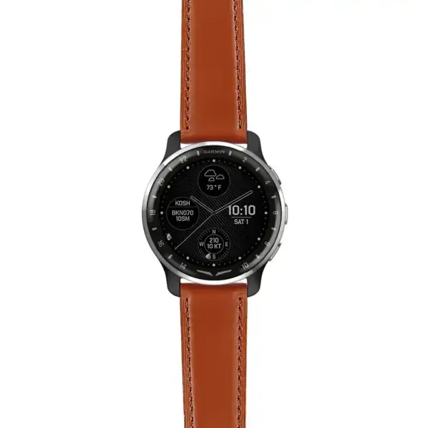 dax10.g.sw.l2.2 Main Brown DASSARI Smooth Italian Leather Strap 20mm Quick Release Watch Band For Garmin D2 Air X10