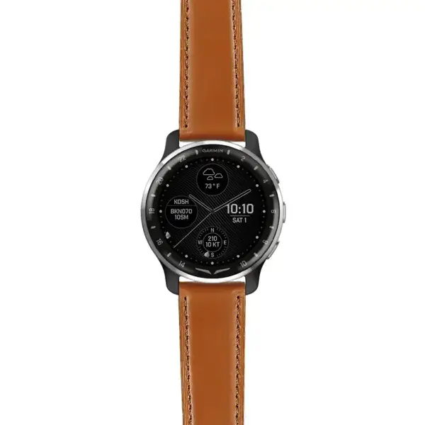 dax10.g.sw.l2.3 Main Tan DASSARI Smooth Italian Leather Strap 20mm Quick Release Watch Band For Garmin D2 Air X10