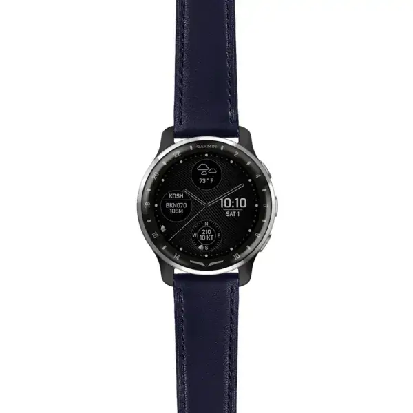 dax10.g.sw.l2.5 Main Blue DASSARI Smooth Italian Leather Strap 20mm Quick Release Watch Band For Garmin D2 Air X10
