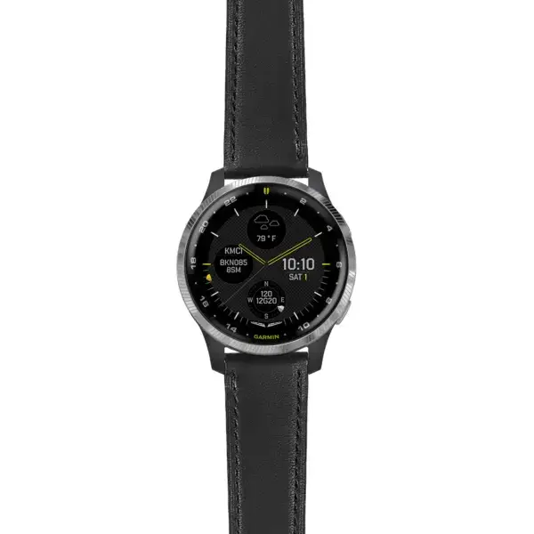 d2a.g.sw.l2.1 Main Black DASSARI Smooth Italian Leather Strap 20mm Quick Release Watch Band For Garmin D2 Air