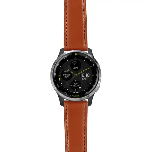 d2a.g.sw.l2.2 Main Brown DASSARI Smooth Italian Leather Strap 20mm Quick Release Watch Band For Garmin D2 Air