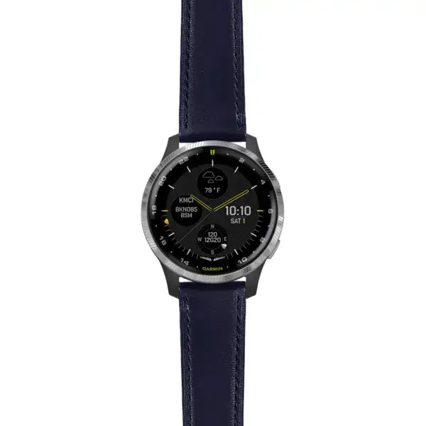 d2a.g.sw.l2.5 Main Blue DASSARI Smooth Italian Leather Strap 20mm Quick Release Watch Band For Garmin D2 Air