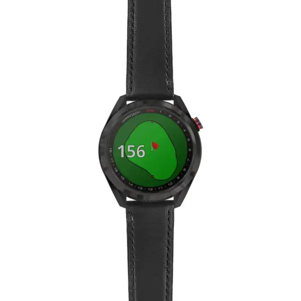 as42.g.sw.l2.1 Main Black DASSARI Smooth Italian Leather Strap 20mm Quick Release Watch Band For Garmin Approach S42