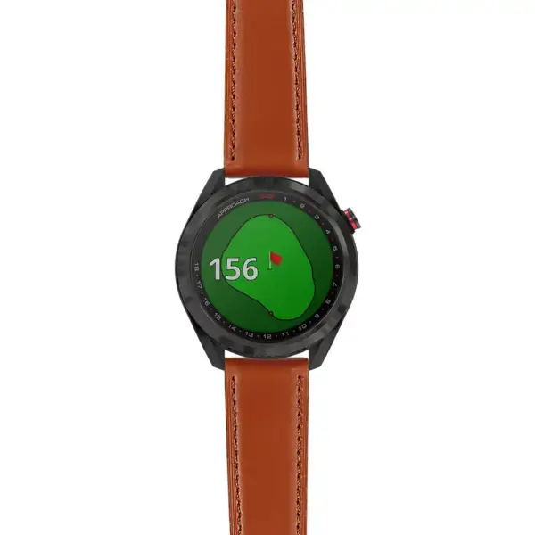 as42.g.sw.l2.2 Main Brown DASSARI Smooth Italian Leather Strap 20mm Quick Release Watch Band For Garmin Approach S42
