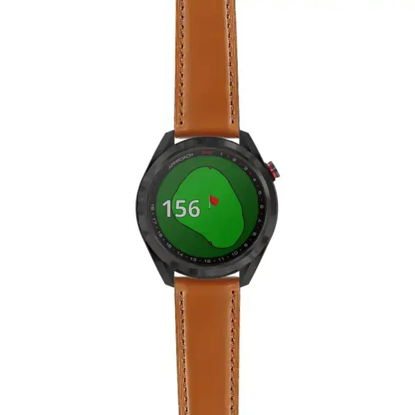 as42.g.sw.l2.3 Main Tan DASSARI Smooth Italian Leather Strap 20mm Quick Release Watch Band For Garmin Approach S42