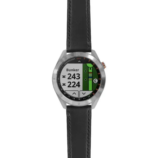 as40.g.sw.l2.1 Main Black DASSARI Smooth Italian Leather Strap 20mm Quick Release Watch Band For Garmin Approach S40
