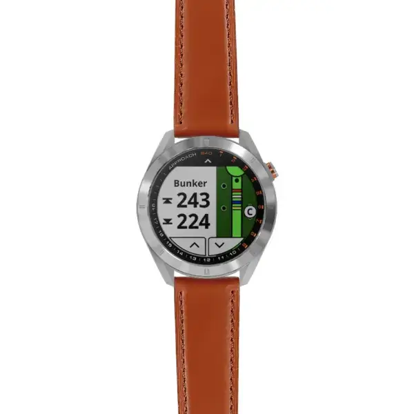 as40.g.sw.l2.2 Main Brown DASSARI Smooth Italian Leather Strap 20mm Quick Release Watch Band For Garmin Approach S40