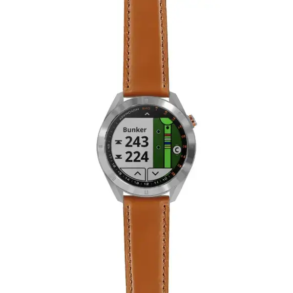 as40.g.sw.l2.3 Main Tan DASSARI Smooth Italian Leather Strap 20mm Quick Release Watch Band For Garmin Approach S40