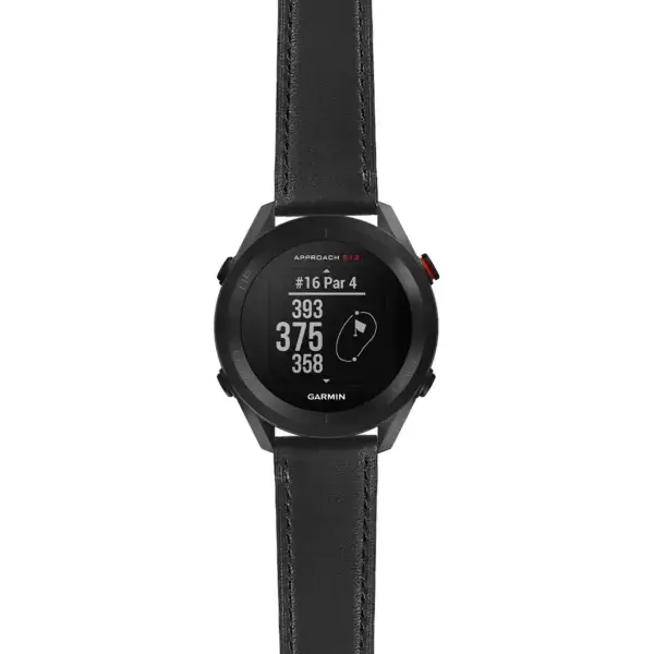 as12.g.sw.l2.1 Main Black DASSARI Smooth Italian Leather Strap 20mm Quick Release Watch Band For Garmin Approach S12