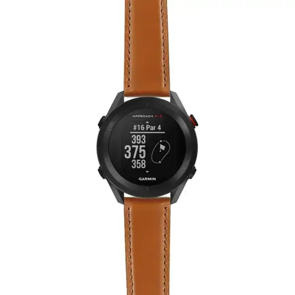 as12.g.sw.l2.3 Main Tan DASSARI Smooth Italian Leather Strap 20mm Quick Release Watch Band For Garmin Approach S12