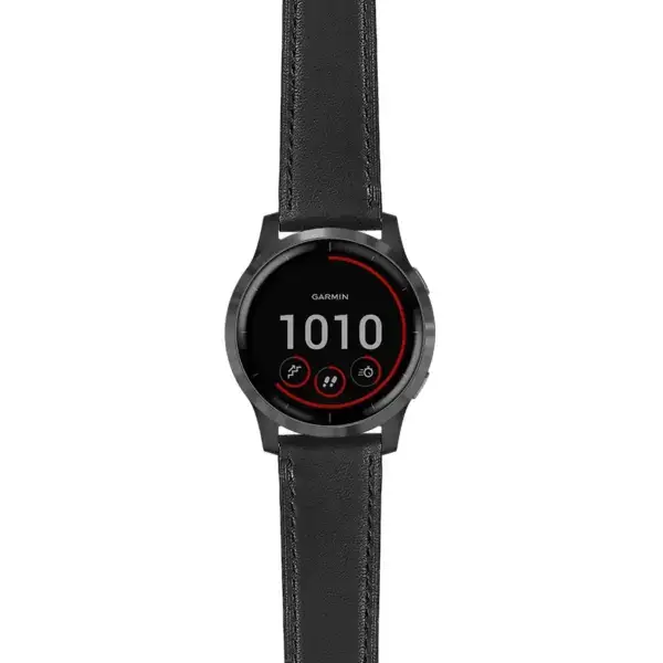 viv4.g.sw.l2.1 Main Black Italian Leather Strap 22mm Quick Release Watch Band For Garmin Vivoactive 4