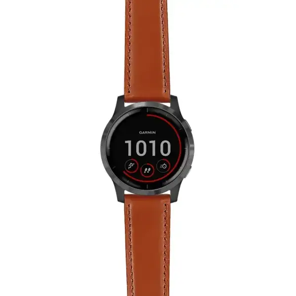 viv4.g.sw.l2.2 Main Brown Italian Leather Strap 22mm Quick Release Watch Band For Garmin Vivoactive 4