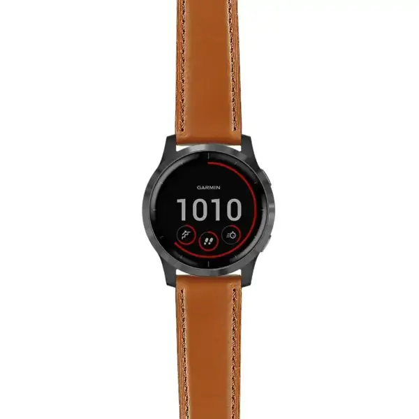 viv4.g.sw.l2.3 Main Tan Italian Leather Strap 22mm Quick Release Watch Band For Garmin Vivoactive 4