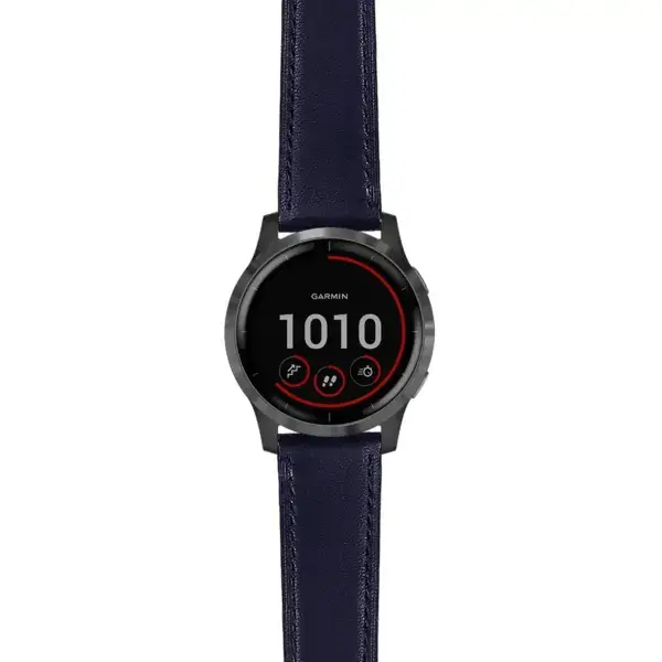 viv4.g.sw.l2.5 Main Blue Italian Leather Strap 22mm Quick Release Watch Band For Garmin Vivoactive 4