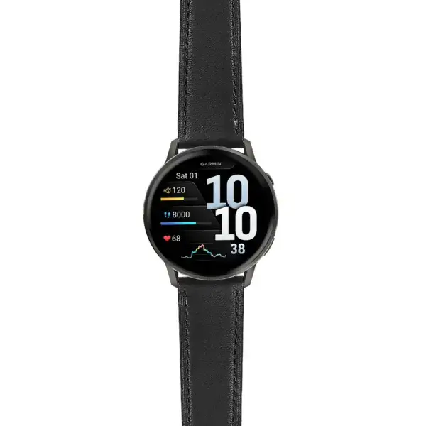 v4.g.sw.l2.1 Main Black Italian Leather Strap 22mm Quick Release Watch Band For Garmin Venu 4 – 45mm