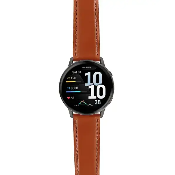 v4.g.sw.l2.2 Main Brown Italian Leather Strap 22mm Quick Release Watch Band For Garmin Venu 4 – 45mm