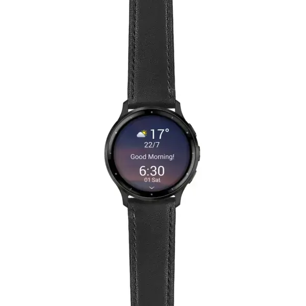 ven3.g.sw.l2.1 Main Black Italian Leather Strap 22mm Quick Release Watch Band For Garmin Venu 3