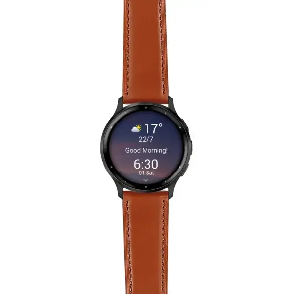 ven3.g.sw.l2.2 Main Brown Italian Leather Strap 22mm Quick Release Watch Band For Garmin Venu 3
