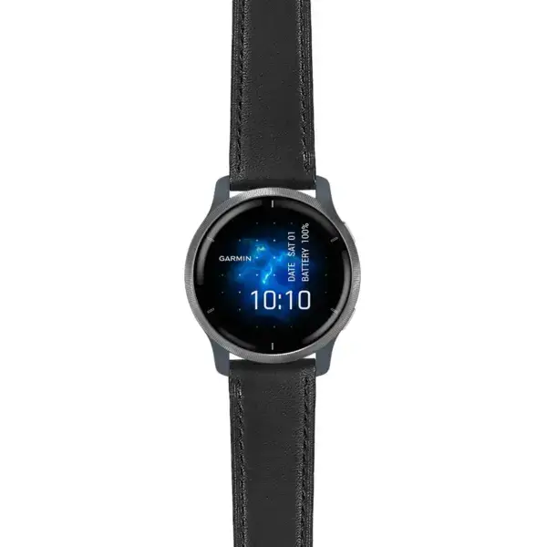 ven2.g.sw.l2.1 Main Black Italian Leather Strap 22mm Quick Release Watch Band For Garmin Venu 2