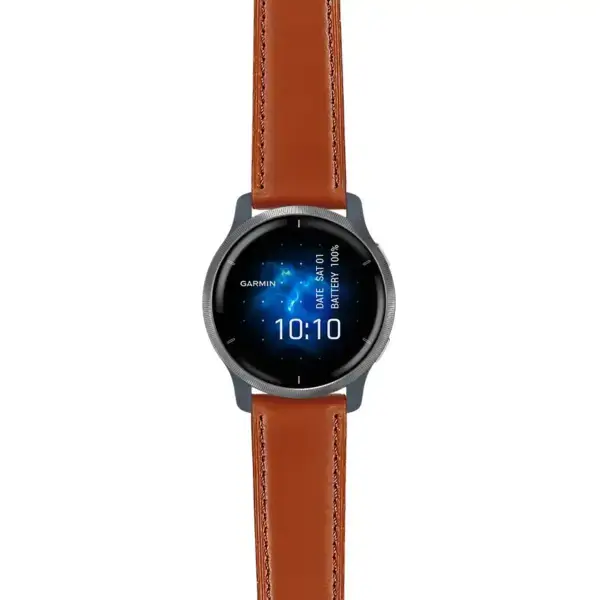 ven2.g.sw.l2.2 Main Brown Italian Leather Strap 22mm Quick Release Watch Band For Garmin Venu 2