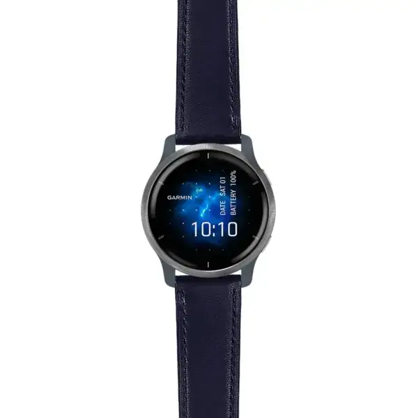 ven2.g.sw.l2.5 Main Blue Italian Leather Strap 22mm Quick Release Watch Band For Garmin Venu 2