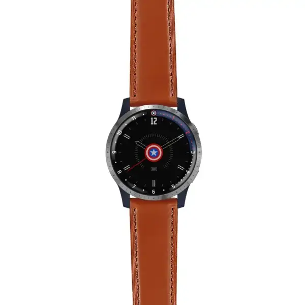 lh.fa.g.sw.l2.2 Main Brown Italian Leather Strap 22mm Quick Release Watch Band For Garmin Legacy Hero Series First Avenger