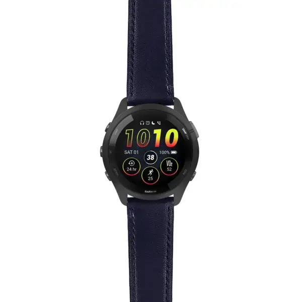 f265.g.sw.l2.5 Main Blue Italian Leather Strap 22mm Quick Release Watch Band For Garmin Forerunner 265