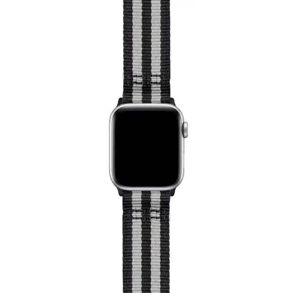 Black and Grey Bond Pro Seatbelt Two Piece Watch Band Strap For Apple Watch