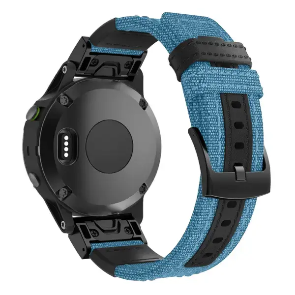g.ny2.5b Back Light Blue StrapsCo Rugged Canvas Watch Band Strap for Garmin Watches