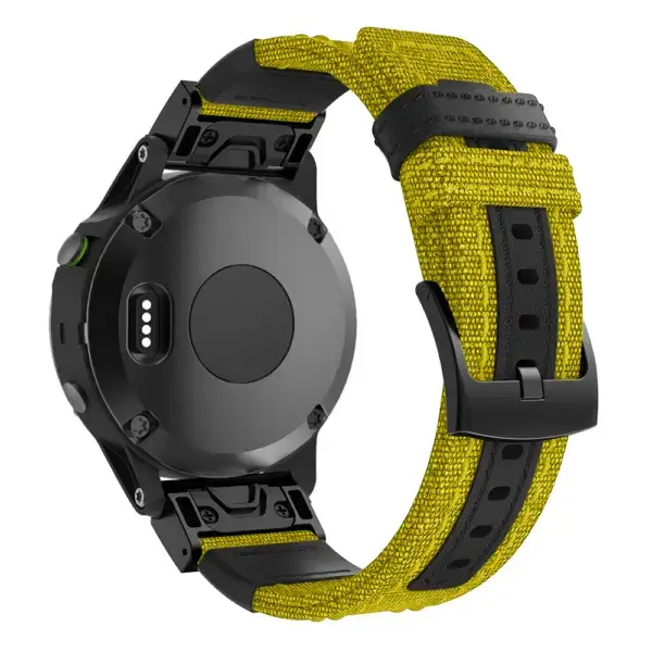 g.ny2.10 Back Yellow StrapsCo Rugged Canvas Watch Band Strap for Garmin Watches