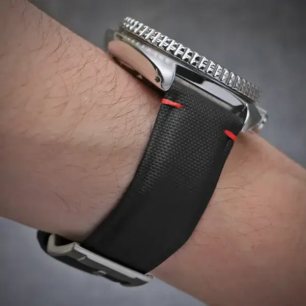 kd11.1.6 Wrist Black & Red DASSARI Harbor Sailcloth Watch Band Strap 19mm 20mm 21mm 22mm