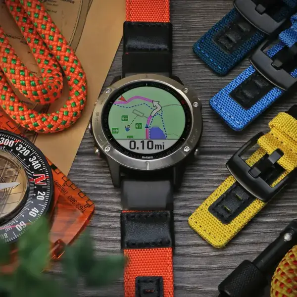 g.ny2 Flat Lay StrapsCo Rugged Canvas Watch Band Strap for Garmin Watches