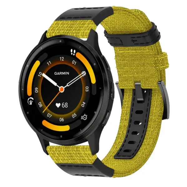 g.ny2.10 Main Yellow StrapsCo Rugged Canvas Watch Band Strap for Garmin Watches Quick Release