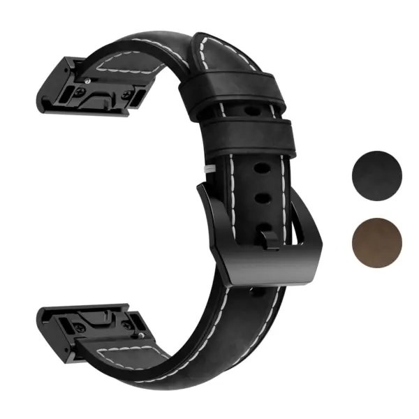 Elevate your style with the Horizon Leather Strap for Garmin Fenix 7 & 7 Pro. This durable, stylish watch band features a sleek design and comes in black and brown options. Perfect for any occasion!