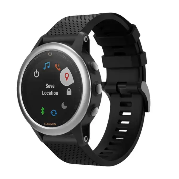 G.r71.1 Main Black StrapsCo Silicone Strap For Garmin Fenix 5S Rubber Watch Band