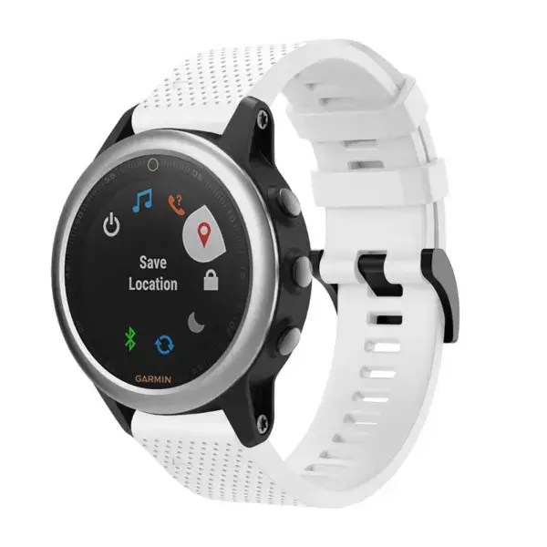 G.r71.22 Main White StrapsCo Silicone Strap For Garmin Fenix 5S Rubber Watch Band