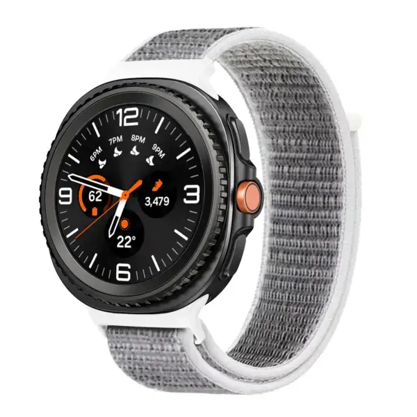 s.ny13.22 Main Grey & White StrapsCo Nylon Comfort Watch Band Strap For Samsung Galaxy Watch 8