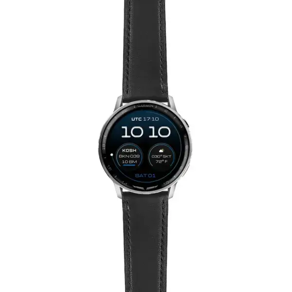 g.dax15.sw.l2.1 Main Black DASSARI Smooth Italian Leather Strap 22mm Quick Release Watch Band For Garmin D2 Air X15
