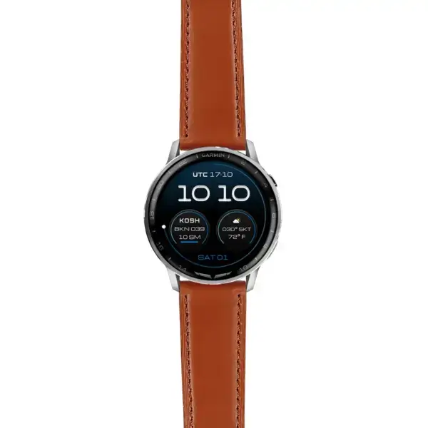 g.dax15.sw.l2.2 Main Brown DASSARI Smooth Italian Leather Strap 22mm Quick Release Watch Band For Garmin D2 Air X15