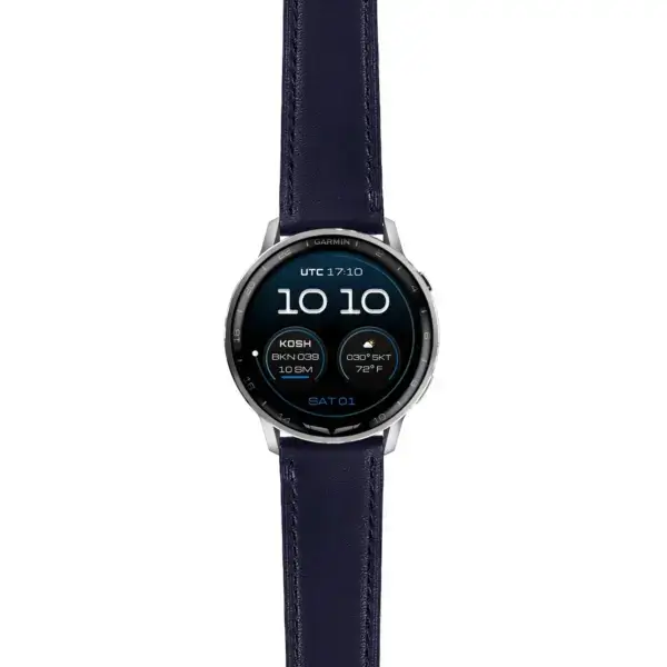 g.dax15.sw.l2.5 Main Blue DASSARI Smooth Italian Leather Strap 22mm Quick Release Watch Band For Garmin D2 Air X15