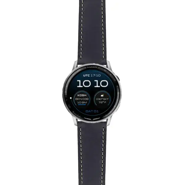 g.dax15.sw.l1.1 Main Black DASSARI Vintage Italian Leather Strap 22mm Quick Release Watch Band For Garmin D2 Air X15
