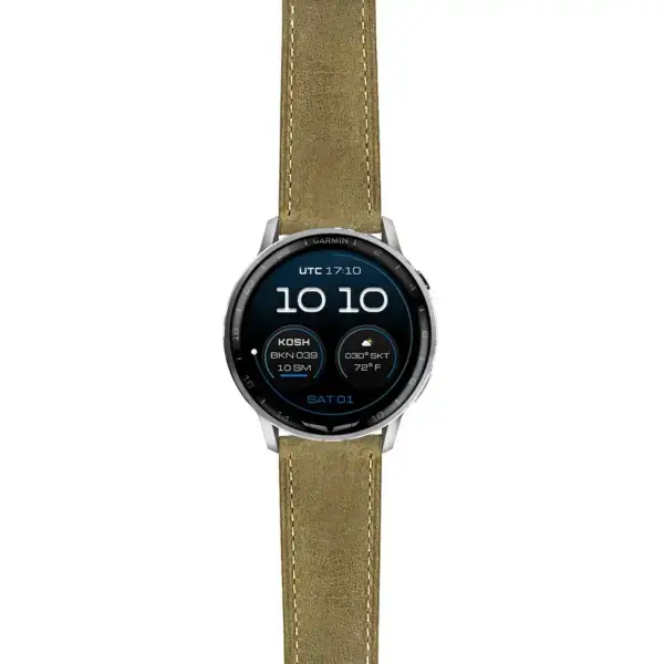 g.dax15.sw.l1.11 Main Olive Green DASSARI Vintage Italian Leather Strap 22mm Quick Release Watch Band For Garmin D2 Air X15
