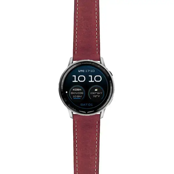 g.dax15.sw.l1.6 Main Red DASSARI Vintage Italian Leather Strap 22mm Quick Release Watch Band For Garmin D2 Air X15