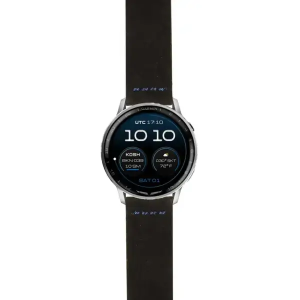 g.dax15.st29.1.5 Main Black & Blue Suede Heavy Duty Strap 22mm Quick Release Watch Band For Garmin D2 Air X15