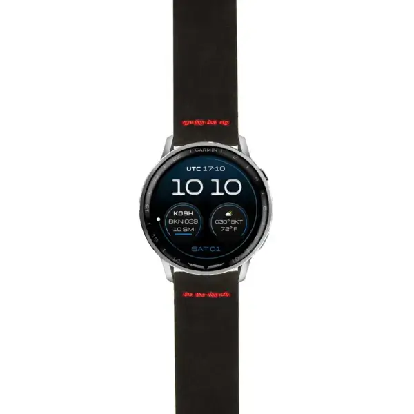 g.dax15.st29.1.6 Main Black & Red Suede Heavy Duty Strap 22mm Quick Release Watch Band For Garmin D2 Air X15